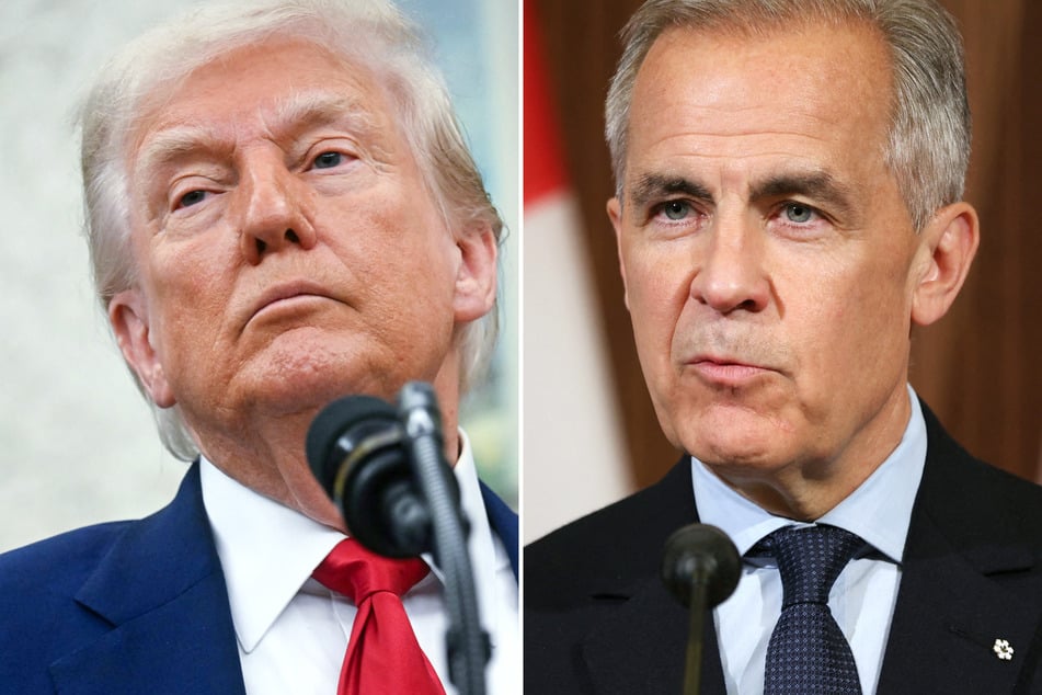 Canadian Prime Minister Mark Carney (r.) on Wednesday denounced US President Donald Trump's doubling of tariffs on steel and aluminum to 50%.