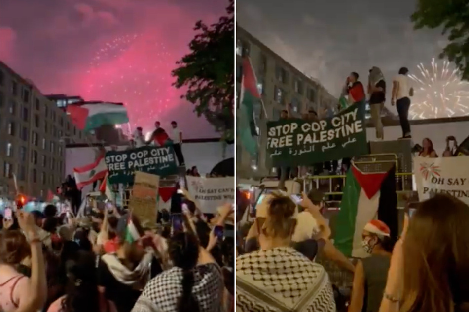 New Yorkers rally for Palestinian liberation and an end to US support for Israel on the Fourth of July.