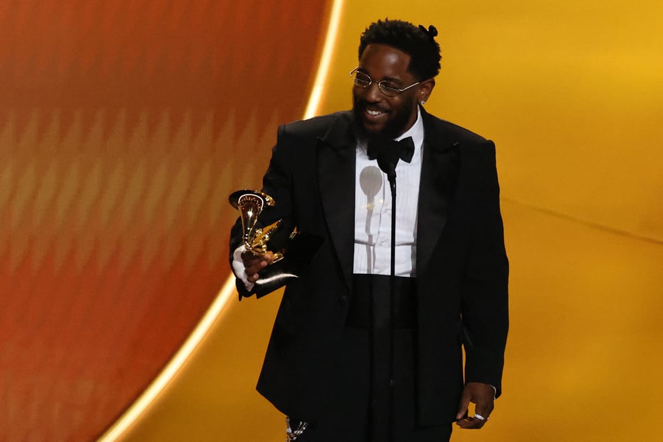 Kendrick Lamar accepts the award for Best Rap Album for GNX during the 68th Annual Grammy Awards in Los Angeles, California, on February 1, 2026.