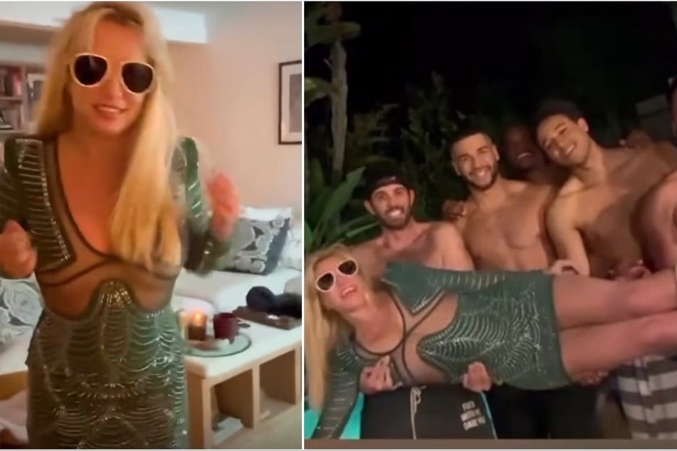 Britney Spears sees tongue action with "fav boys" at party amid divorce