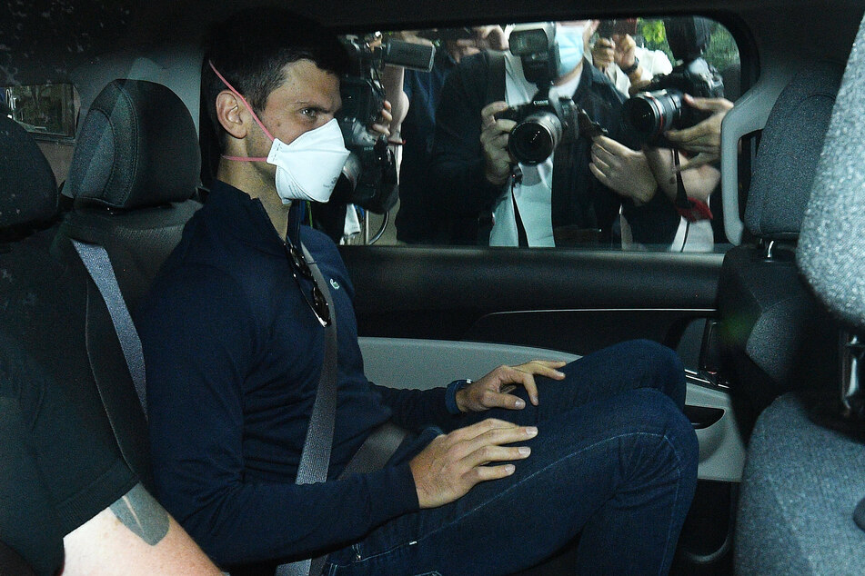 Novak Djokovic departed from the Park Hotel government detention facility before attending a court hearing at his lawyers office in Melbourne on Sunday.