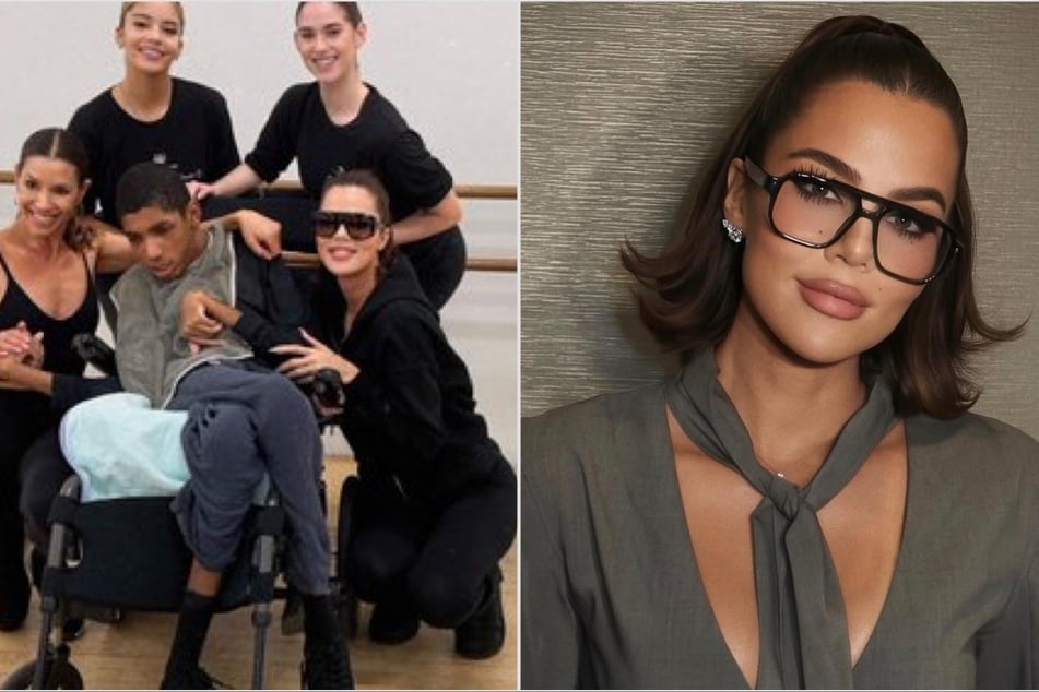 Khloé Kardashian (r) clapped back at fans' who questioned why Tristan Thompson's disabled brother, Amari, is attending dance class.