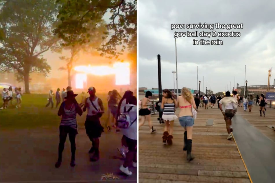 Severe storms cut Gov Ball Day 2 short, abruptly halting all stages and forcing a massive crowd exodus in the pouring rain.