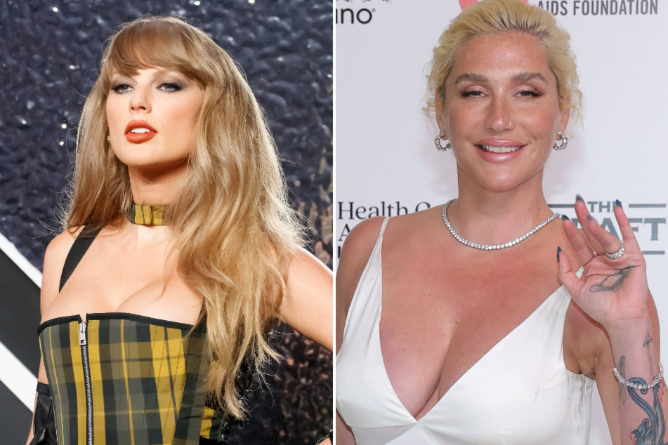 Kesha (r.) revealed that an ex-boyfriend once broke up with her after she didn't invite him to a Taylor Swift party.