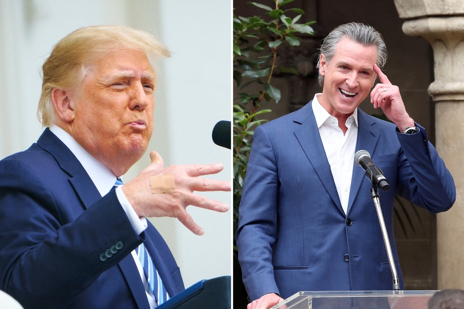 California Governor Gavin Newsom (r.) recently shared a proposal to redraw congressional districts in his state while mocking Donald Trump (l.) on social media.