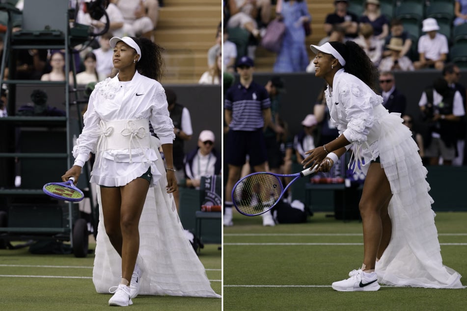 Japan's Naomi Osaka (pictured) walks onto the court ahead of her Wimbledon second round match against Russia's Anastasia Gasanova on July 1, 2026.