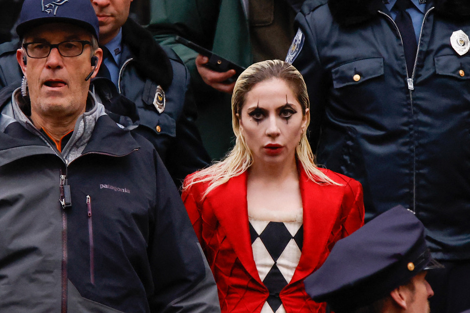 Lady Gaga as Harley Quinn during the filming of Joker: Folie à Deux.