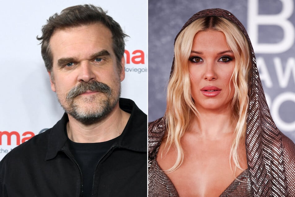 Millie Bobby Brown (r.) reportedly filed a claim accusing her co-star David Harbour of "harassment and bullying" before filming season 5 of Stranger Things.