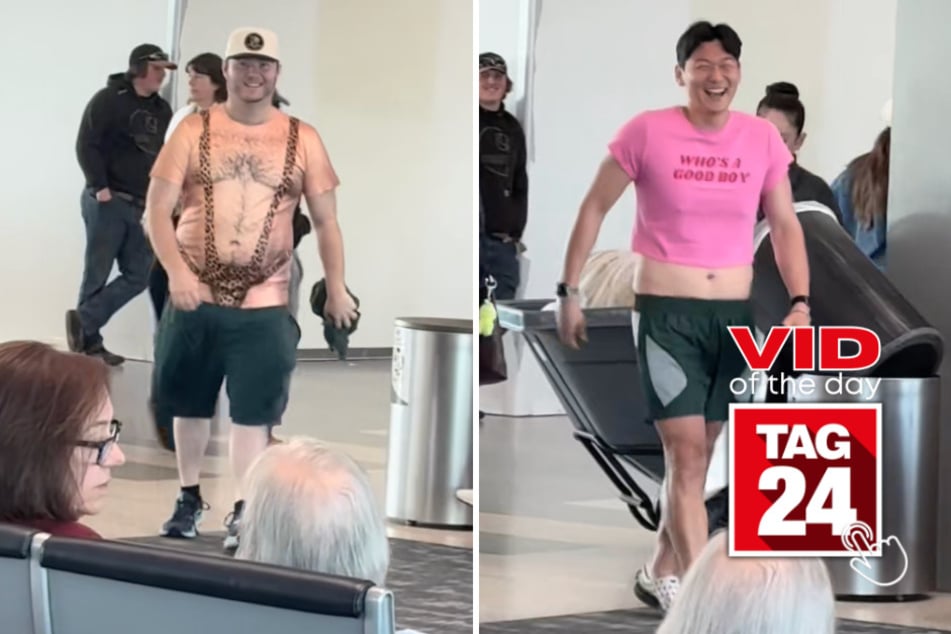 Viral Video of the Day for July 31, 2026: Bachelor party airport shirt swap leaves everyone doing a double take!