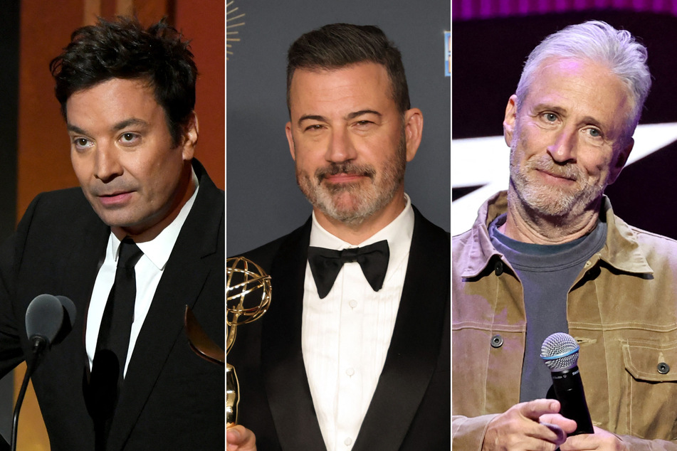 Jimmy Fallon (l.) and Jon Stewart (r.) backed Jimmy Kimmel after ABC pulled the comedian's long-running talk show off the air.