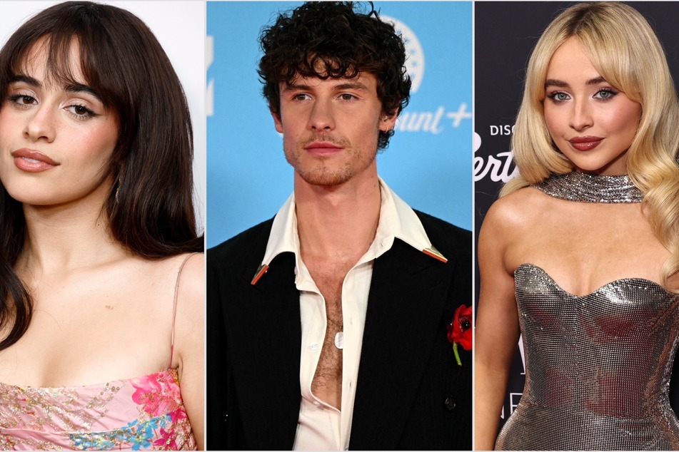 Shawn Mendes (c.) has allegedly given some insight into his messy situation with Camila Cabello (l.) and Sabrina Carpenter.