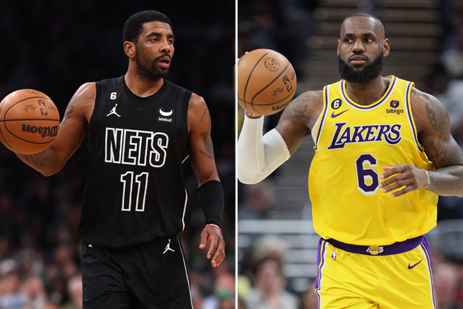 LeBron James (r) doesn't sound like he'd be too upset about Kyrie Irving getting traded to the Lakers.