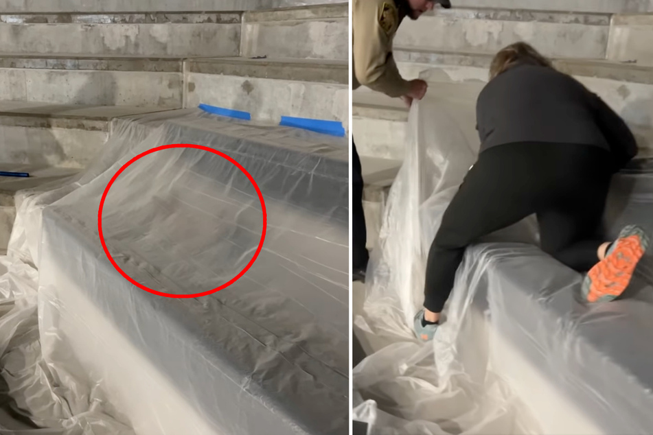 This frigid fox was found hunkering down under some plastic on a construction site at a Texas high school.
