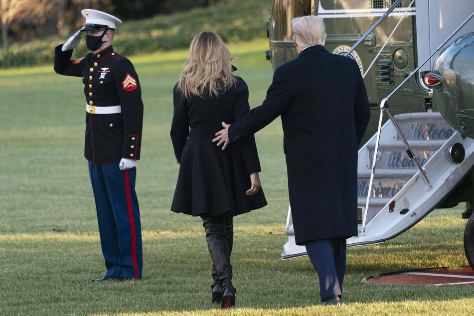 President Trump and first lady Melania Trump boarding Marine One, en route to the Mar-a-Lago resort in Florida.