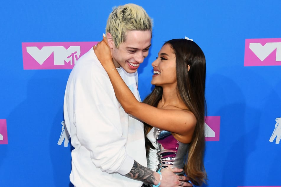 Pete Davidson and Ariana Grande attend the 2018 MTV Video Music Awards at Radio City Music Hall on August 20, 2018. The comedian praised his former fiancé as a "really strong person" and said they're on good terms. 