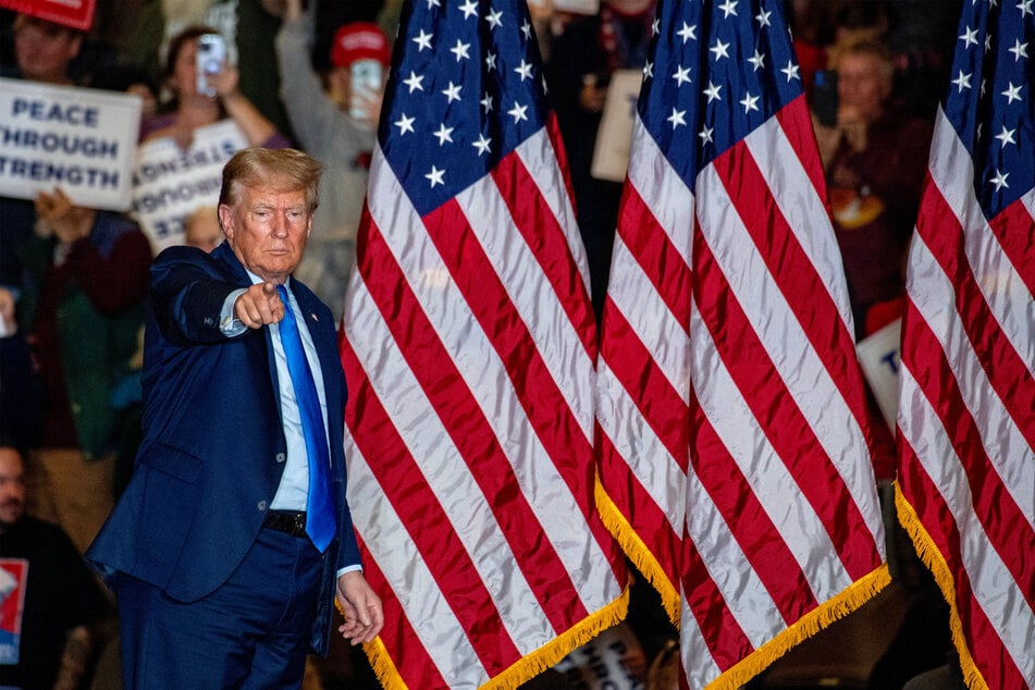 Donald Trump after speaking at a campaign rally in Claremont, New Hampshire, on Saturday.