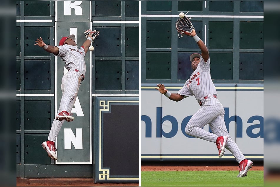 Oklahoma Sooners' Kendall Pettis flips over bullpen for jaw-dropping save