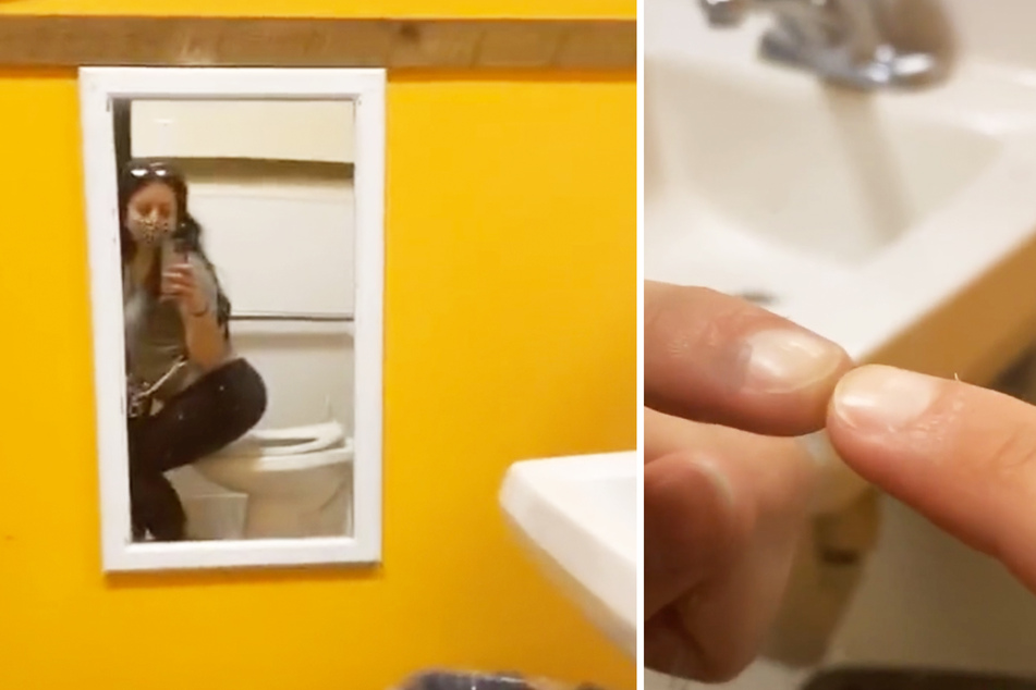 Woman finds suspiciously placed mirror in store bathroom