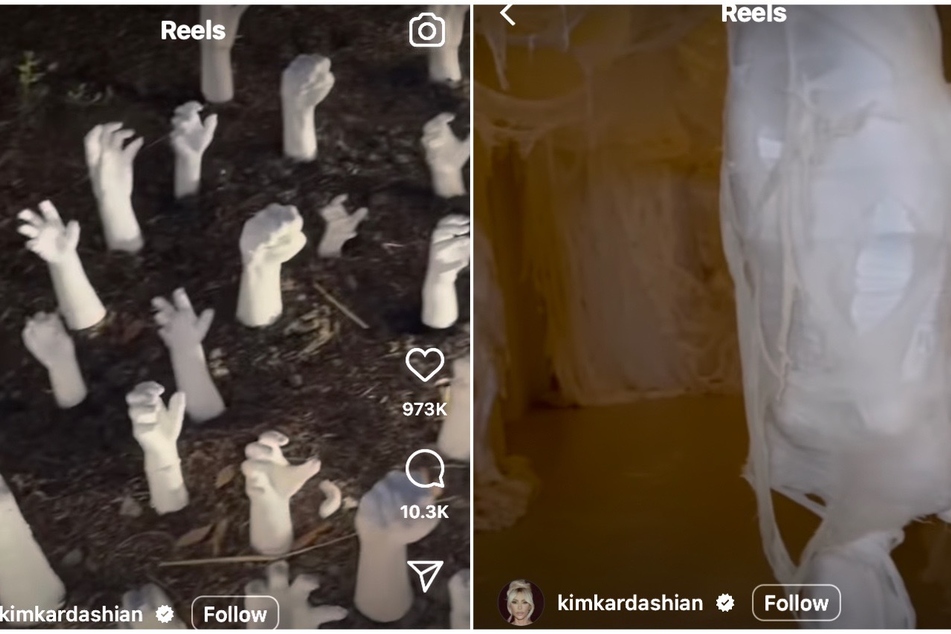 Kim gave fans close look at her spooky Halloween decorations inside and outside of her Hidden Hills mansion.