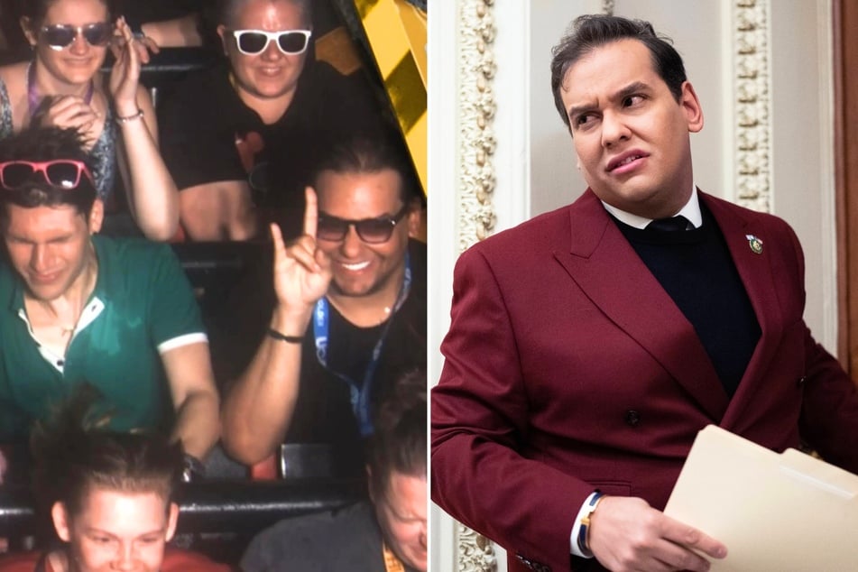 Former Congressman George Santos (r.) spent his weekend arguing with The New York Post after the outlet shared a story about his recent amusement park visit.