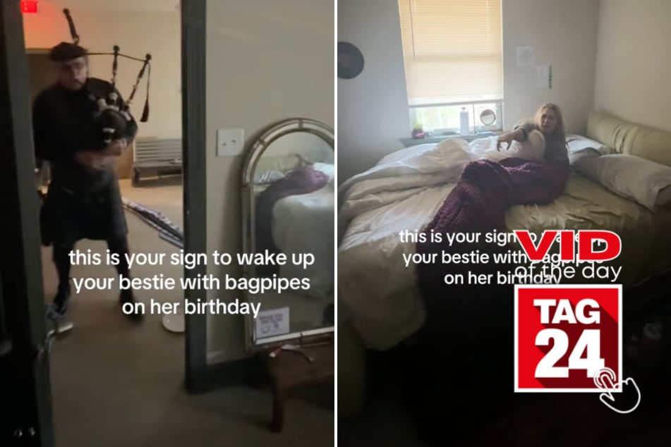 Viral Video of the Day for March 31, 2026: Girl wakes up best friend with bagpipes on her birthday
