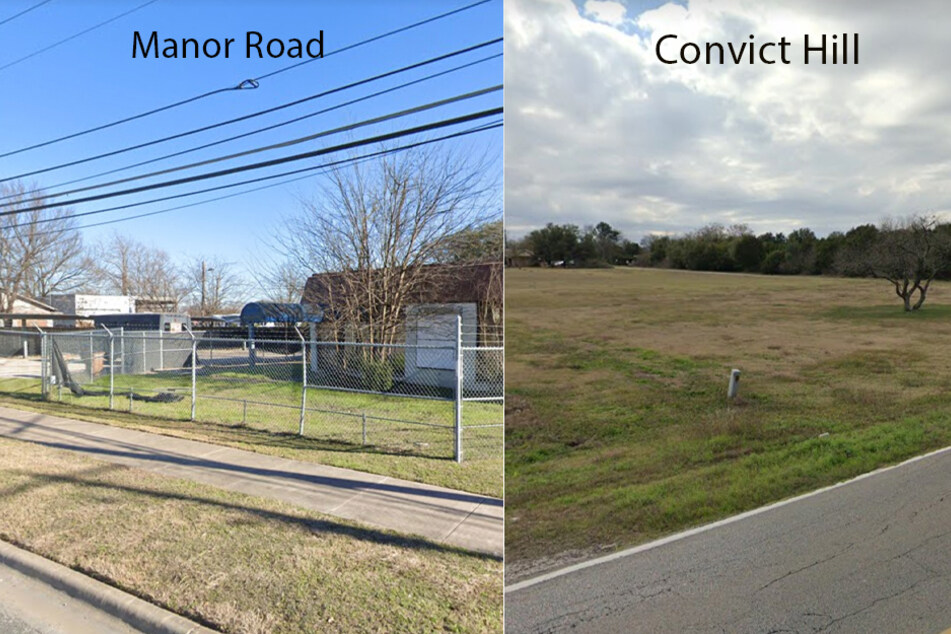 The proposed site on Manor Road (l.) currently being occupied, but will be transformed into an encampment site if approved.