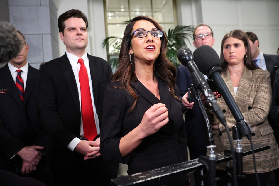 Congresswoman Lauren Boebert issued a warning on social media to her fellow Republicans that might be planning to try and oust Matt Gaetz (l.).