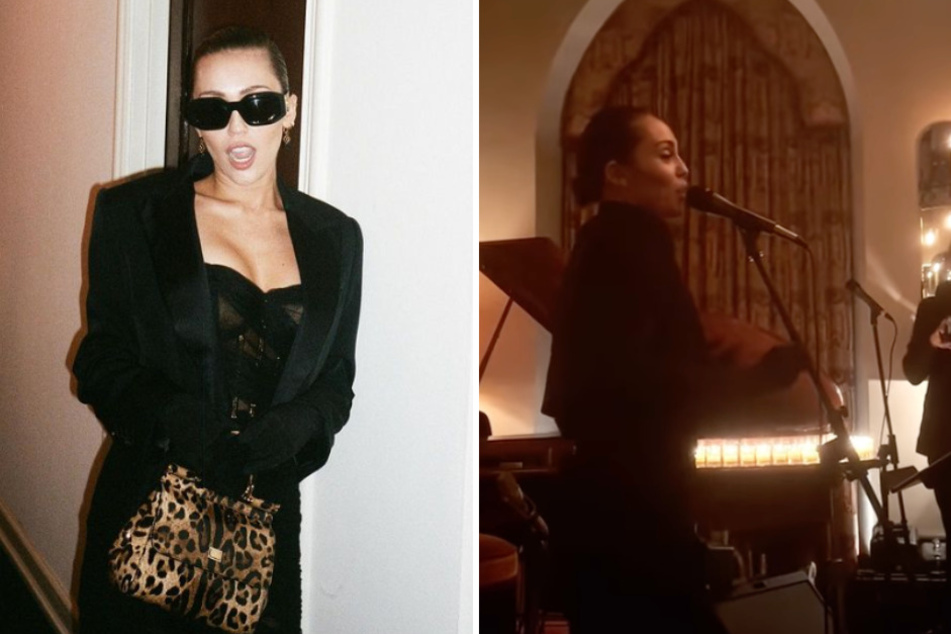 Miley Cyrus celebrated her 31st birthday with a live debut performance of Flowers at a private party in California.