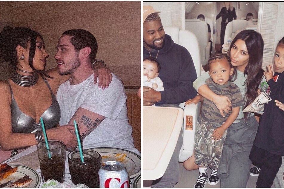 Kim Kardashian has revealed that she will discuss her ongoing divorce from Kanye "Ye" West (r.) and her new romance with Pete Davidson (l.) in The Kardashians.