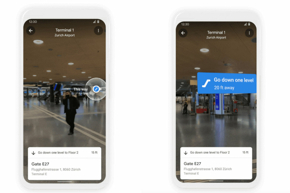 Google Maps helps: turn on the camera function and the correct direction will appear.