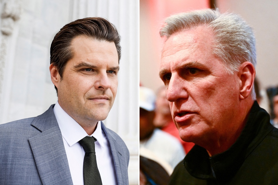 Former House Speaker Kevin McCarthy (r.) gave his first press conference on Tuesday since leaving Congress, and took aim at Matt Gaetz, who got him ousted.
