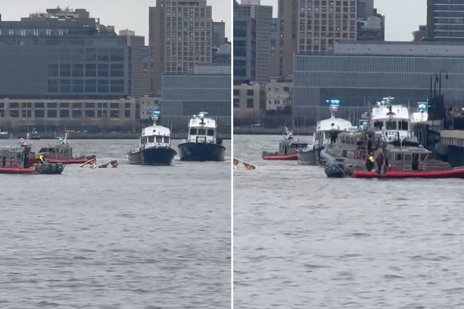 A helicopter crashed into the Hudson River in New York on Thursday, police said as marine emergency responders attended the scene.
