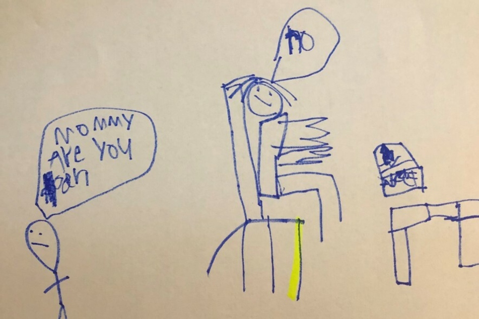 The six-year-old boy gave this picture to his busy mother.