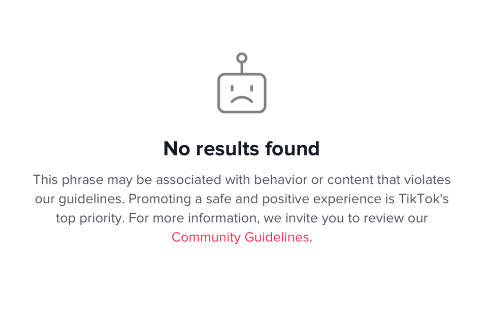 Searching for variations of the phrase "Milk Crate Challenge" results in this page appearing on TikTok.