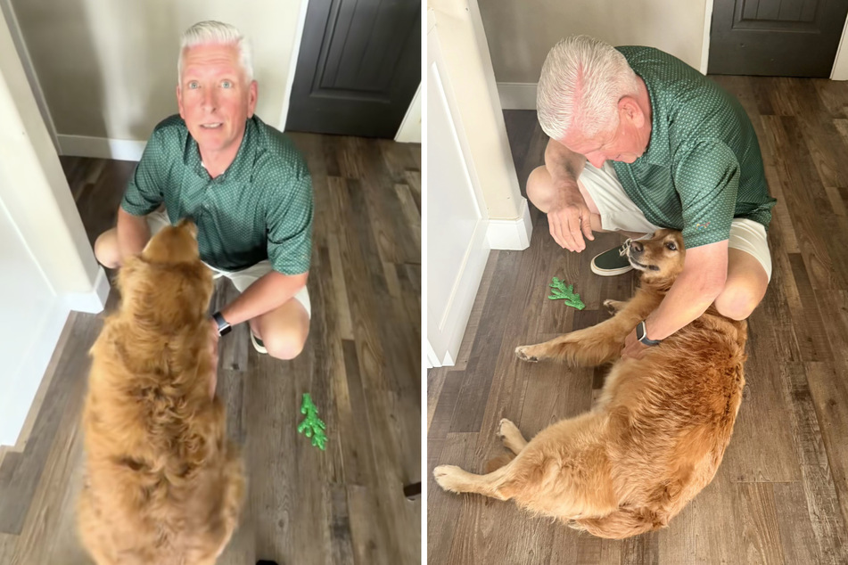 Ed didn't miss the opportunity to visit his biggest furry fan.