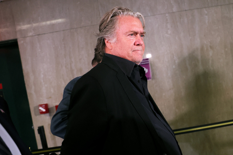 Steve Bannon arrives for his arrangement at the New York State Supreme Court on Thursday.