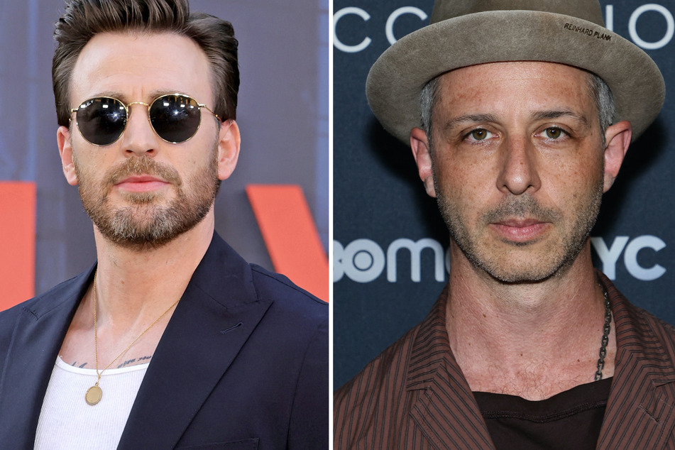 Chris Evans (l.) and Jeremy Strong grew up together in Massachusetts.