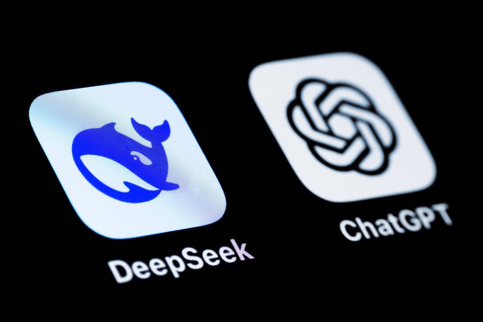The logo of the Chinese AI app DeepSeek (L) and competing US AI app ChatGPT are seen displayed on a mobile phone.