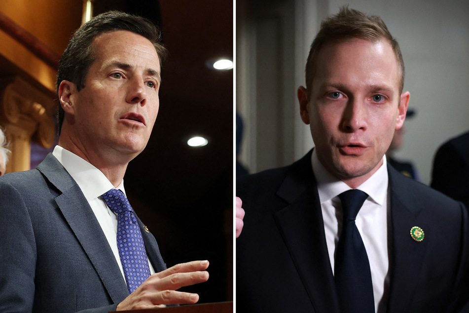 Republican Senator Bernie Moreno (l.) called for Representative Max Miller (r.) to be removed from office over allegations he abused his ex-wife and child.