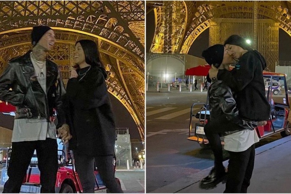 During a new interview, Travis Barker (l.) shared that Kourtney Kardashian is the reason why he was able to fly again.