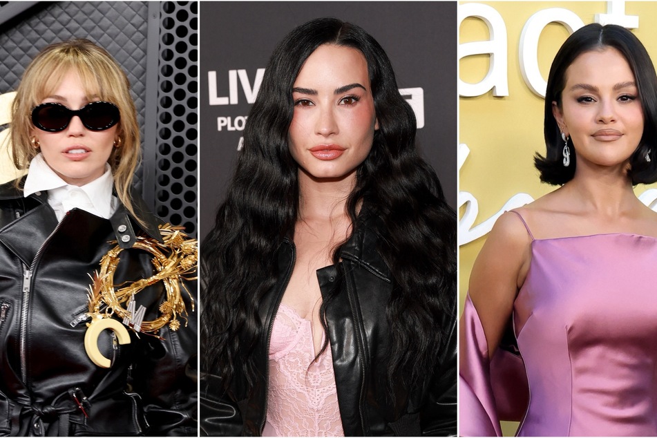 Demi Lovato (c.) reflected on the challenges of finding fame on the Disney Channel at the same time as Miley Cyrus (l.) and Selena Gomez.