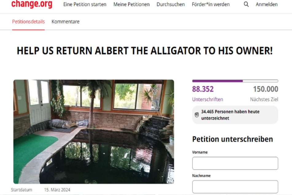 More than 88,000 people have signed the petition to have Albert the alligator returned.