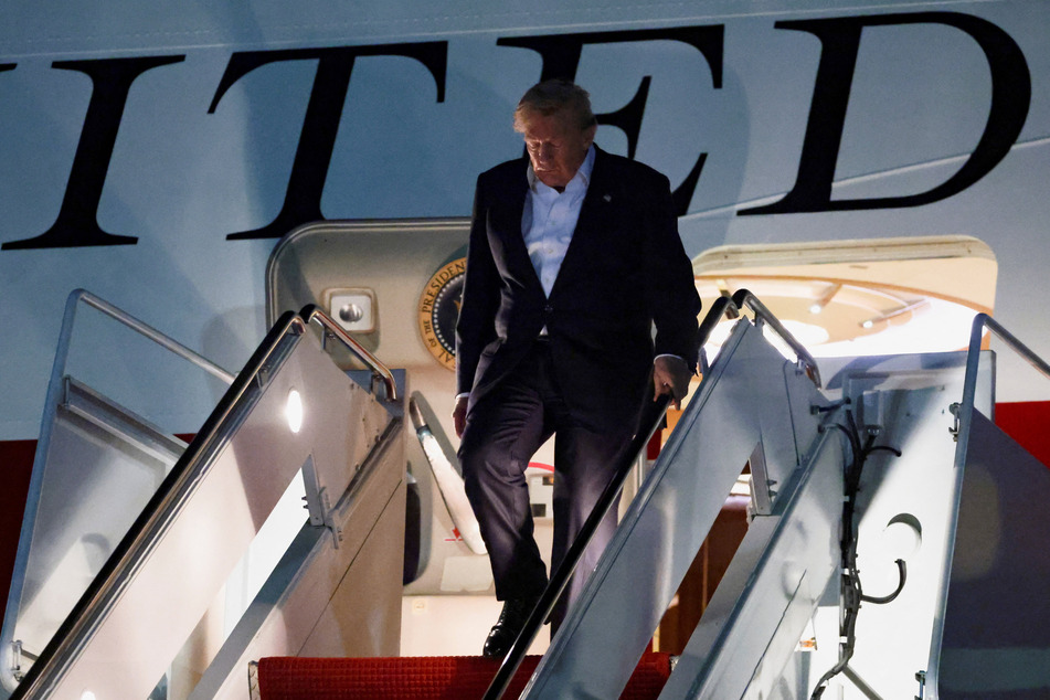 President Donald Trump arrives at Joint Base Andrews, Maryland, aboard the new Qatari-gifted Air Force One, after participating in a NATO leaders' summit in Turkey, on July 9, 2026.