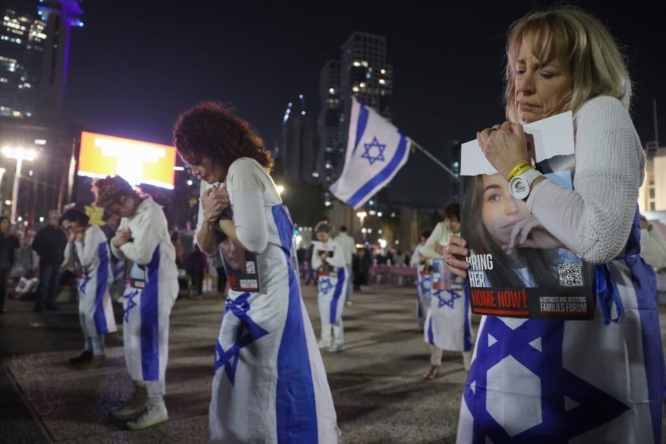 Families and supporters of Israeli hostages held in Gaza since October 7 gather during a protest in Tel Aviv calling for their return on February 24, 2024.