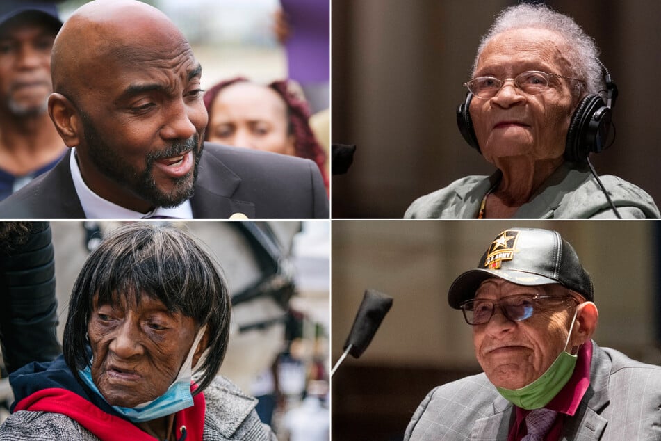Attorney Damario Solomon-Simmons (top left) is fighting for legal redress for the 1921 Tulsa Race Massacre alongside survivors Viola Ford Fletcher (top right), Lessie Benningfield Randle (bottom left), and Hughes Van Ellis (bottom right).