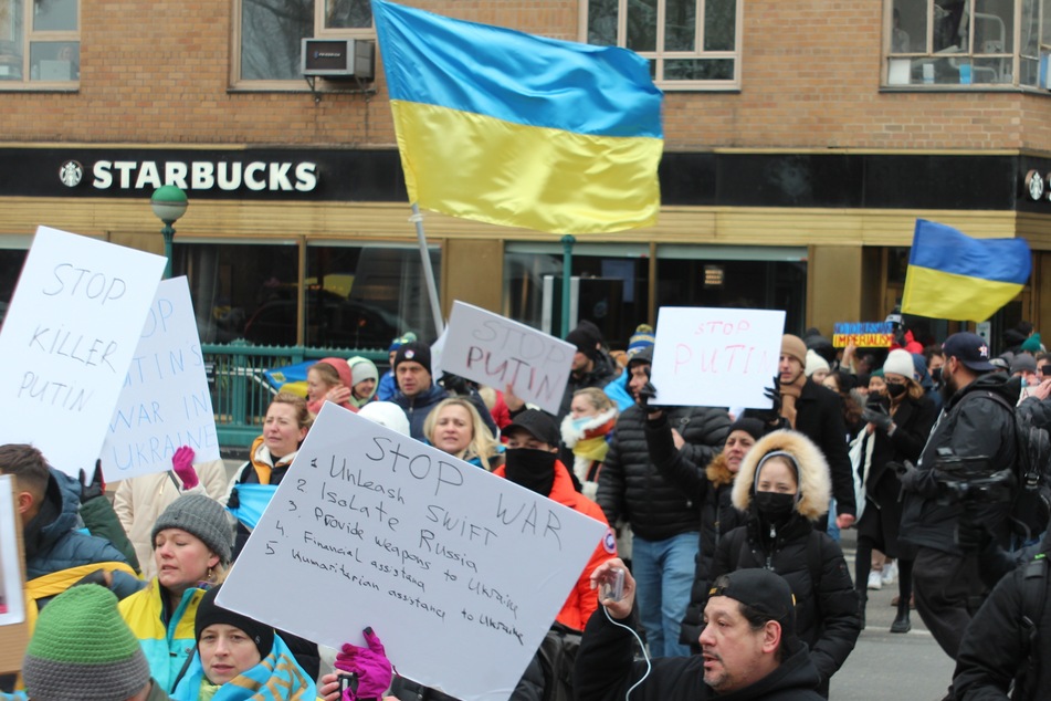 A strong sentiment held by many of the protesters is that this war is illegal, and Vladimir Putin should be held accountable.