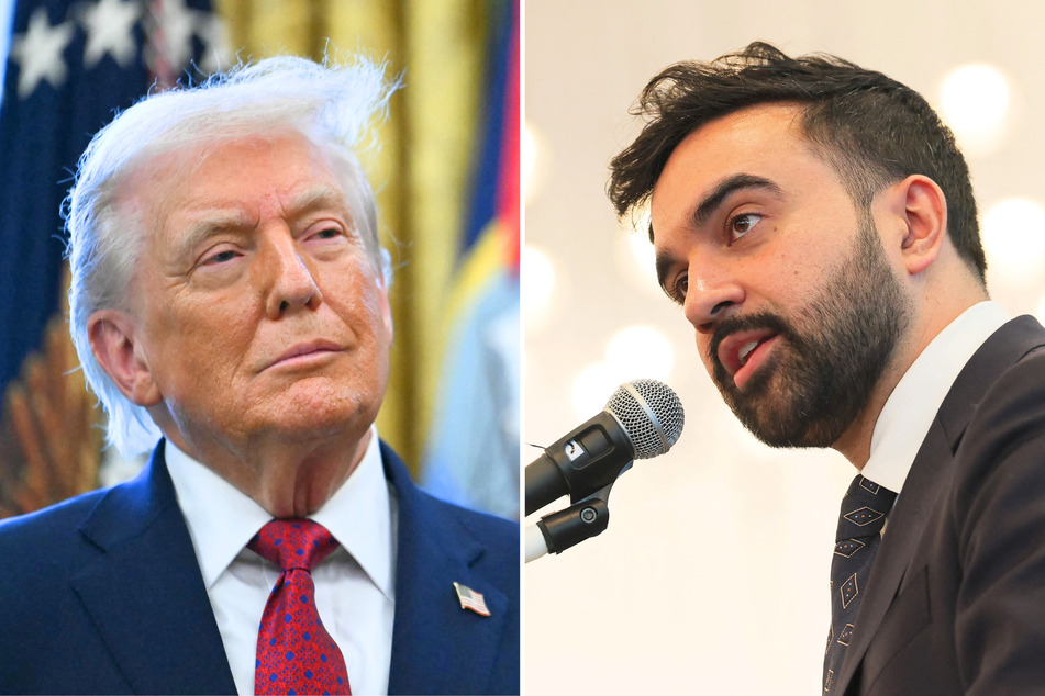 Zohran Mamdani (r.) recently criticized President Donald Trump for freezing child care funds in New York as he tries to bring universal care to the state.