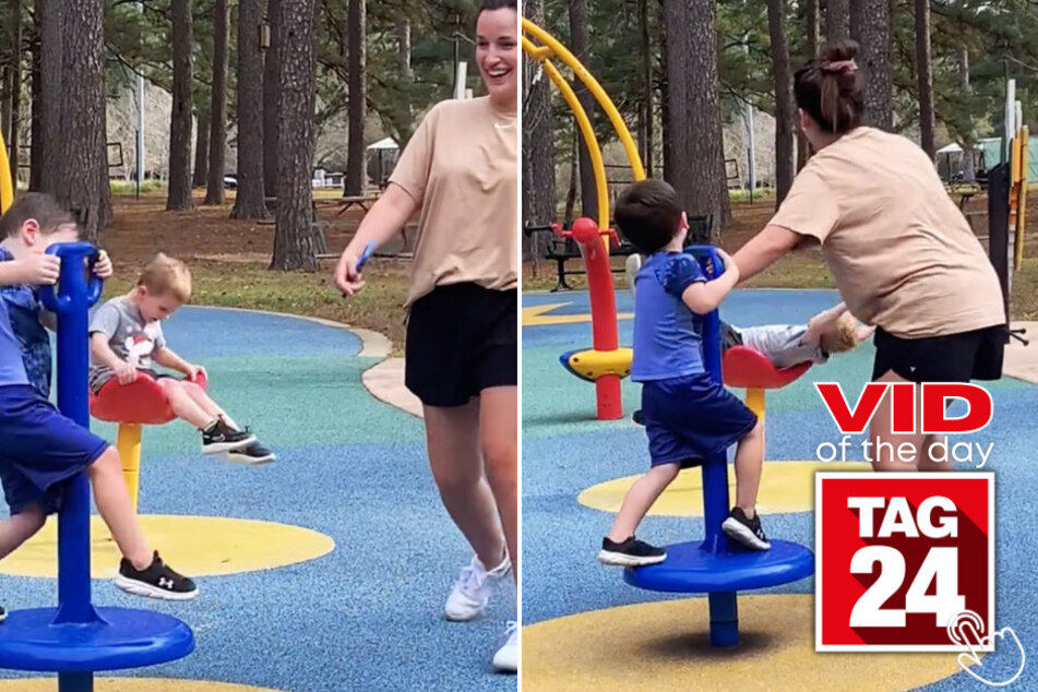 Today's Viral Video of the Day features a couple of kids who went too fast on playground equipment – resulting in hilarious giggles from their moms.