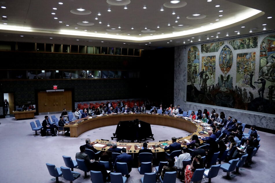 United Nations Security Council members vote on a resolution calling for a ceasefire and unrestricted humanitarian access in Gaza, at UN headquarters in New York City on Wednesday.