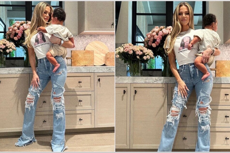 Khloé Kardashian drops new pics of baby boy while poking fun at Kim Kardashian